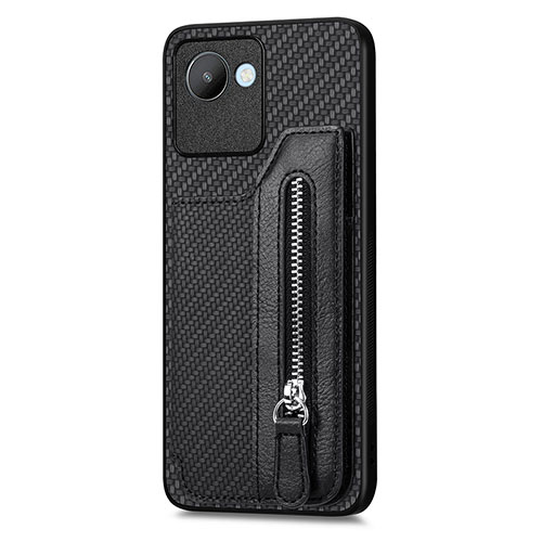 Ultra-thin Silicone Gel Soft Case Cover with Magnetic S01D for Realme C30s Black