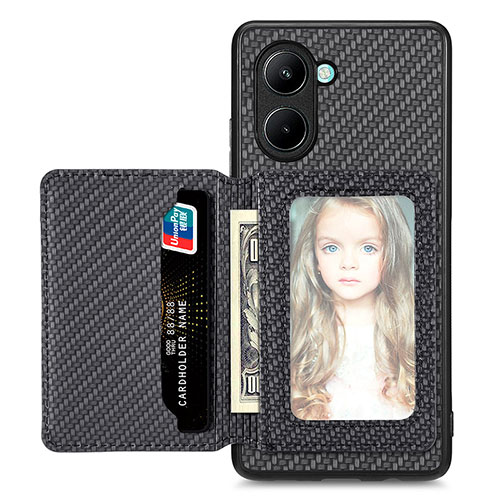 Ultra-thin Silicone Gel Soft Case Cover with Magnetic S01D for Realme C33 Black