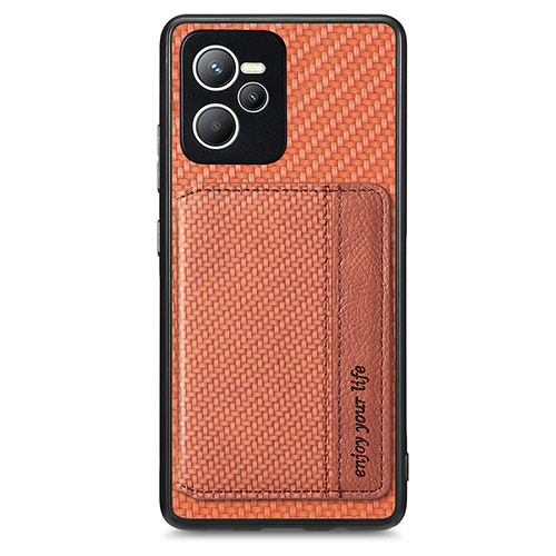 Ultra-thin Silicone Gel Soft Case Cover with Magnetic S01D for Realme Narzo 50A Prime Brown