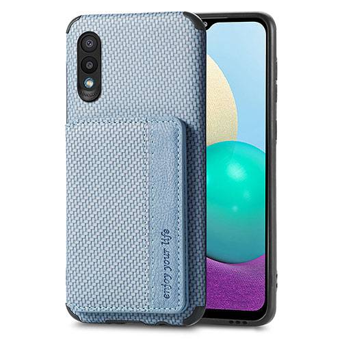 Ultra-thin Silicone Gel Soft Case Cover with Magnetic S01D for Samsung Galaxy A02 Blue