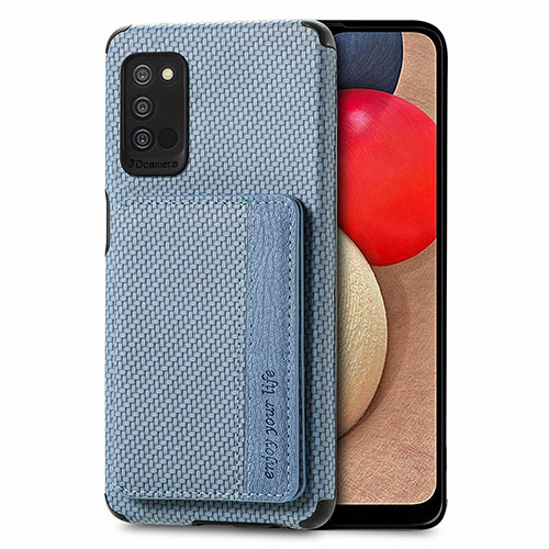 Ultra-thin Silicone Gel Soft Case Cover with Magnetic S01D for Samsung Galaxy A02s Blue