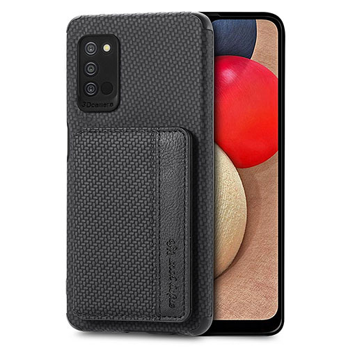 Ultra-thin Silicone Gel Soft Case Cover with Magnetic S01D for Samsung Galaxy A03s Black