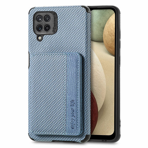 Ultra-thin Silicone Gel Soft Case Cover with Magnetic S01D for Samsung Galaxy A12 Blue