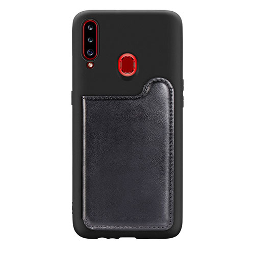 Ultra-thin Silicone Gel Soft Case Cover with Magnetic S01D for Samsung Galaxy A20s Black