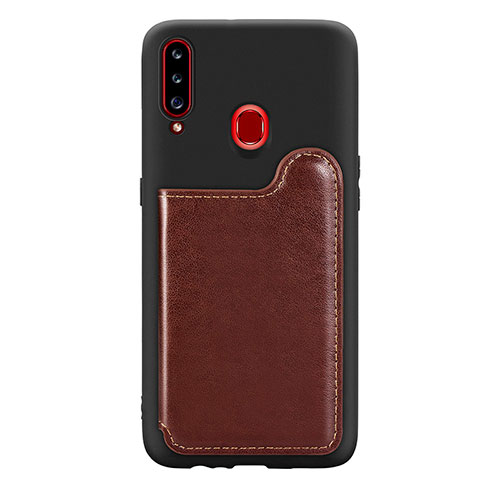 Ultra-thin Silicone Gel Soft Case Cover with Magnetic S01D for Samsung Galaxy A20s Brown