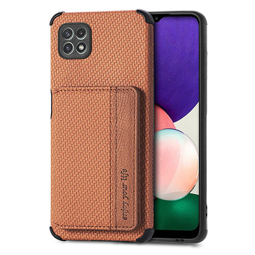 Ultra-thin Silicone Gel Soft Case Cover with Magnetic S01D for Samsung Galaxy A22 5G Brown