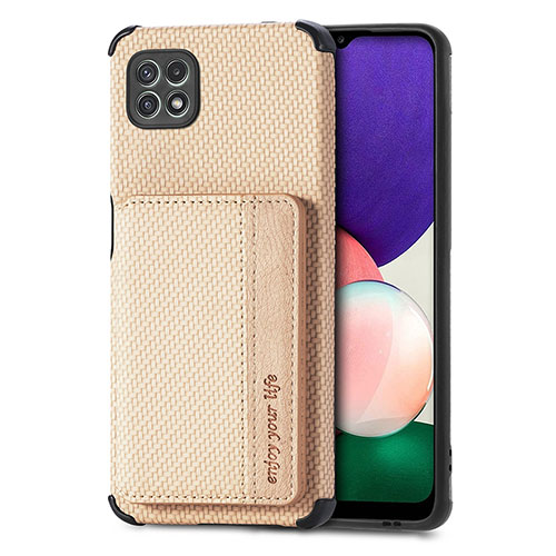 Ultra-thin Silicone Gel Soft Case Cover with Magnetic S01D for Samsung Galaxy A22s 5G Gold