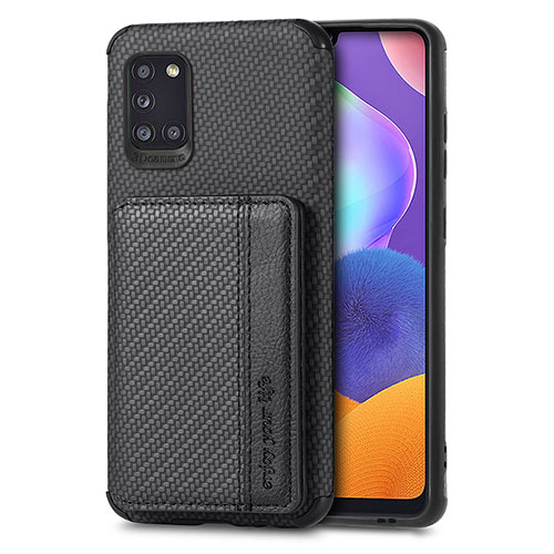 Ultra-thin Silicone Gel Soft Case Cover with Magnetic S01D for Samsung Galaxy A31 Black