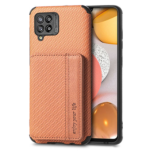 Ultra-thin Silicone Gel Soft Case Cover with Magnetic S01D for Samsung Galaxy A42 5G Brown