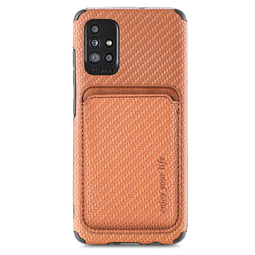 Ultra-thin Silicone Gel Soft Case Cover with Magnetic S01D for Samsung Galaxy A51 5G Brown