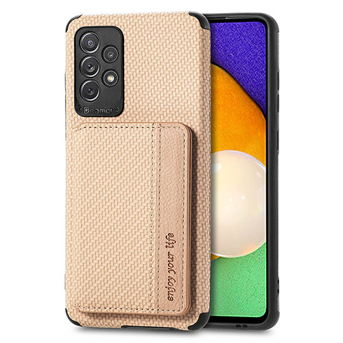 Ultra-thin Silicone Gel Soft Case Cover with Magnetic S01D for Samsung Galaxy A52 5G Gold