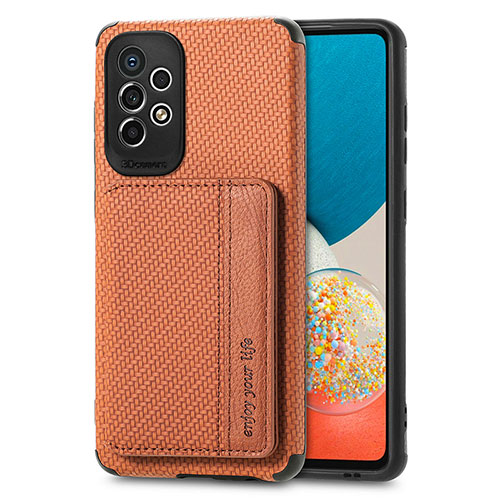 Ultra-thin Silicone Gel Soft Case Cover with Magnetic S01D for Samsung Galaxy A53 5G Brown