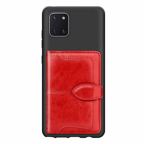 Ultra-thin Silicone Gel Soft Case Cover with Magnetic S01D for Samsung Galaxy A81 Red