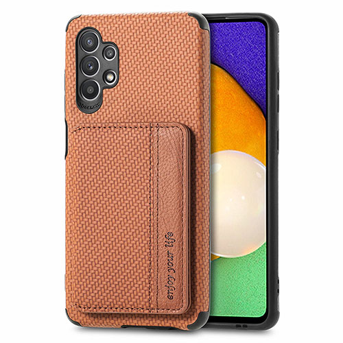 Ultra-thin Silicone Gel Soft Case Cover with Magnetic S01D for Samsung Galaxy M32 5G Brown