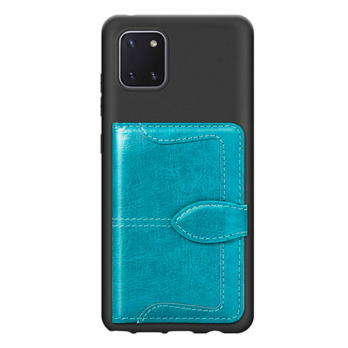 Ultra-thin Silicone Gel Soft Case Cover with Magnetic S01D for Samsung Galaxy Note 10 Lite Cyan