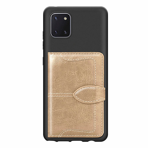 Ultra-thin Silicone Gel Soft Case Cover with Magnetic S01D for Samsung Galaxy Note 10 Lite Gold