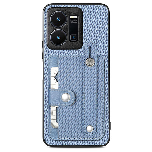 Ultra-thin Silicone Gel Soft Case Cover with Magnetic S01D for Vivo Y35 4G Blue