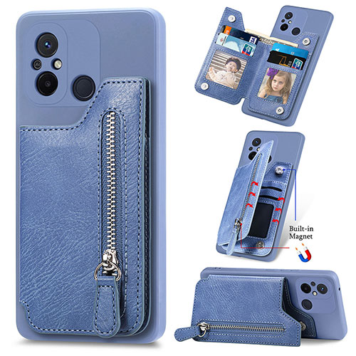 Ultra-thin Silicone Gel Soft Case Cover with Magnetic S01D for Xiaomi Poco C55 Blue