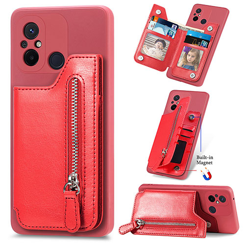 Ultra-thin Silicone Gel Soft Case Cover with Magnetic S01D for Xiaomi Poco C55 Red