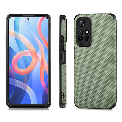 Ultra-thin Silicone Gel Soft Case Cover with Magnetic S01D for Xiaomi Poco M4 Pro 5G Green