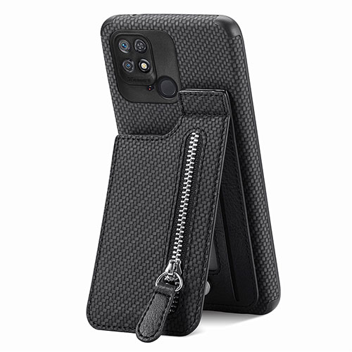 Ultra-thin Silicone Gel Soft Case Cover with Magnetic S01D for Xiaomi Redmi 10 Power Black