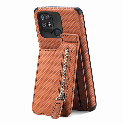 Ultra-thin Silicone Gel Soft Case Cover with Magnetic S01D for Xiaomi Redmi 10 Power Brown