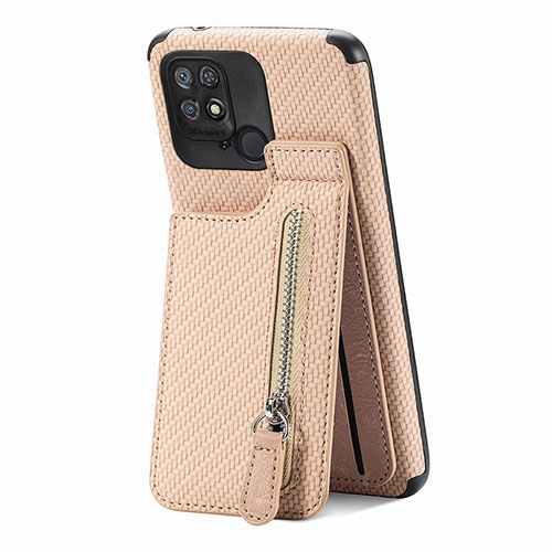 Ultra-thin Silicone Gel Soft Case Cover with Magnetic S01D for Xiaomi Redmi 10 Power Gold