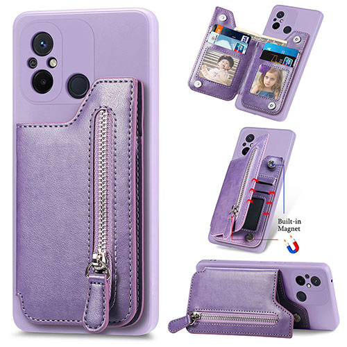 Ultra-thin Silicone Gel Soft Case Cover with Magnetic S01D for Xiaomi Redmi 12C 4G Purple