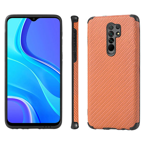 Ultra-thin Silicone Gel Soft Case Cover with Magnetic S01D for Xiaomi Redmi 9 Brown