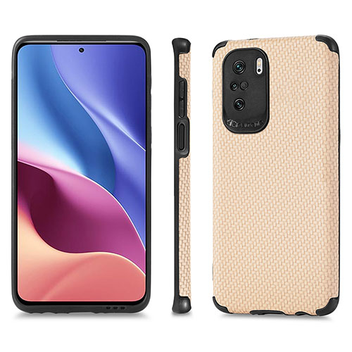 Ultra-thin Silicone Gel Soft Case Cover with Magnetic S01D for Xiaomi Redmi K40 Pro 5G Gold