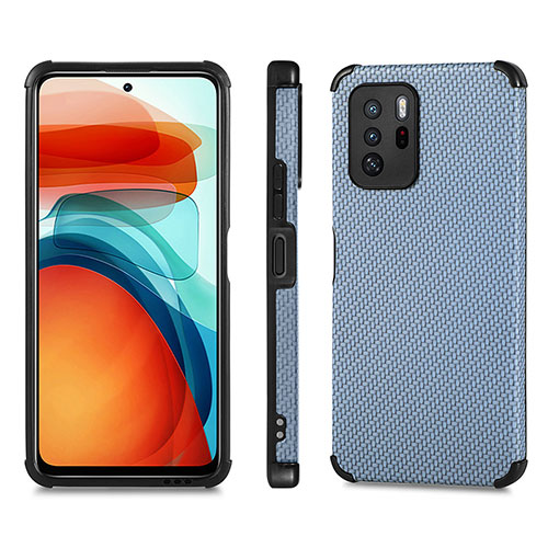 Ultra-thin Silicone Gel Soft Case Cover with Magnetic S01D for Xiaomi Redmi Note 10 Pro 5G Blue