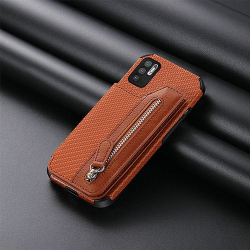 Ultra-thin Silicone Gel Soft Case Cover with Magnetic S01D for Xiaomi Redmi Note 10T 5G Brown