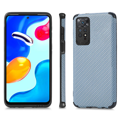 Ultra-thin Silicone Gel Soft Case Cover with Magnetic S01D for Xiaomi Redmi Note 11 4G (2022) Blue