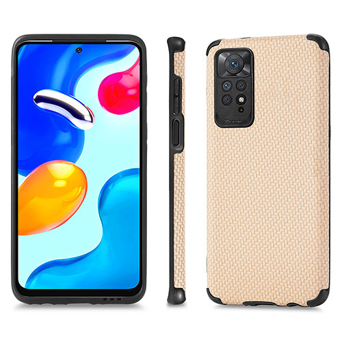 Ultra-thin Silicone Gel Soft Case Cover with Magnetic S01D for Xiaomi Redmi Note 11 4G (2022) Gold