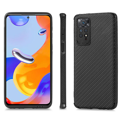 Ultra-thin Silicone Gel Soft Case Cover with Magnetic S01D for Xiaomi Redmi Note 11 Pro 4G Black