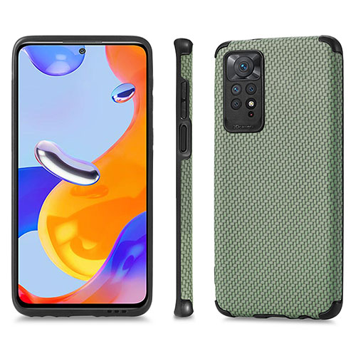 Ultra-thin Silicone Gel Soft Case Cover with Magnetic S01D for Xiaomi Redmi Note 11 Pro 4G Green