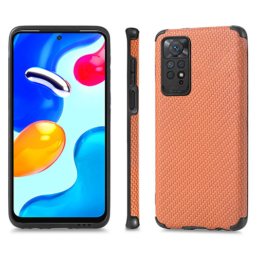 Ultra-thin Silicone Gel Soft Case Cover with Magnetic S01D for Xiaomi Redmi Note 11S 4G Brown