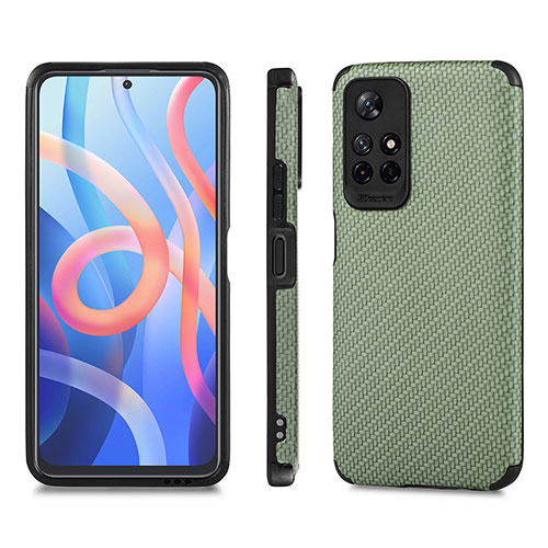 Ultra-thin Silicone Gel Soft Case Cover with Magnetic S01D for Xiaomi Redmi Note 11S 5G Green