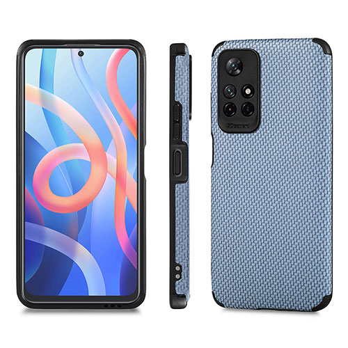 Ultra-thin Silicone Gel Soft Case Cover with Magnetic S01D for Xiaomi Redmi Note 11T 5G Blue