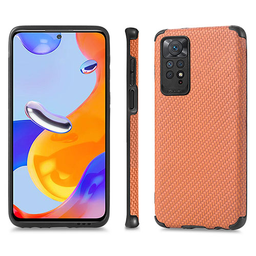 Ultra-thin Silicone Gel Soft Case Cover with Magnetic S01D for Xiaomi Redmi Note 12 Pro 4G Brown