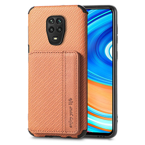 Ultra-thin Silicone Gel Soft Case Cover with Magnetic S01D for Xiaomi Redmi Note 9S Brown