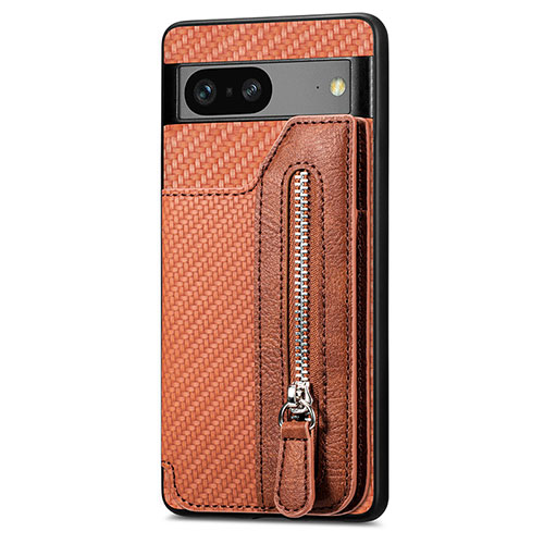 Ultra-thin Silicone Gel Soft Case Cover with Magnetic S02D for Google Pixel 7a 5G Brown