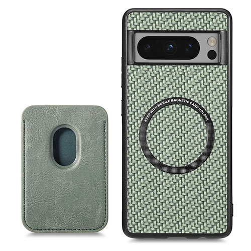 Ultra-thin Silicone Gel Soft Case Cover with Magnetic S02D for Google Pixel 8 Pro 5G Green