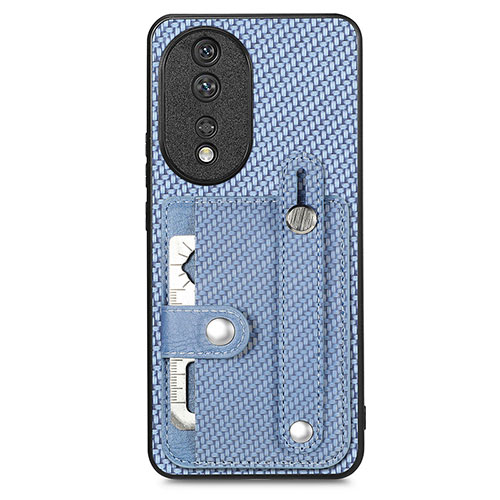 Ultra-thin Silicone Gel Soft Case Cover with Magnetic S02D for Huawei Honor 80 5G Blue