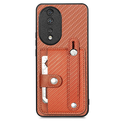 Ultra-thin Silicone Gel Soft Case Cover with Magnetic S02D for Huawei Honor 80 5G Brown