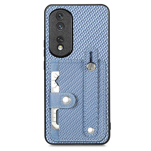 Ultra-thin Silicone Gel Soft Case Cover with Magnetic S02D for Huawei Honor 80 Pro Flat 5G Blue