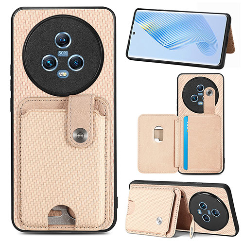 Ultra-thin Silicone Gel Soft Case Cover with Magnetic S02D for Huawei Honor Magic5 5G Gold