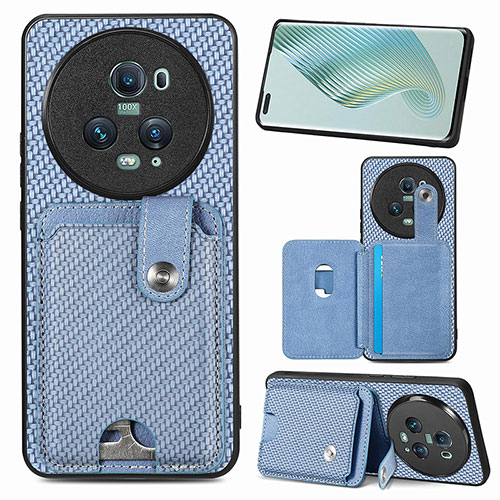 Ultra-thin Silicone Gel Soft Case Cover with Magnetic S02D for Huawei Honor Magic5 Pro 5G Blue