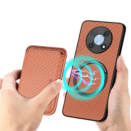 Ultra-thin Silicone Gel Soft Case Cover with Magnetic S02D for Huawei Nova Y90 Brown