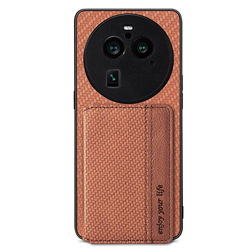 Ultra-thin Silicone Gel Soft Case Cover with Magnetic S02D for Oppo Find X6 5G Brown